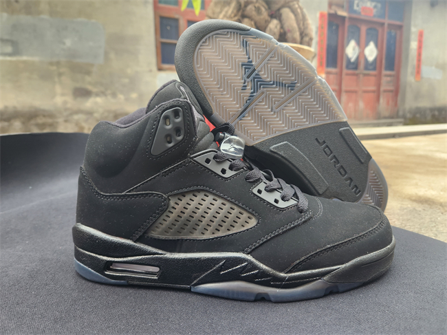 Men's Running Weapon Air Jordan 5 Black Shoes 082